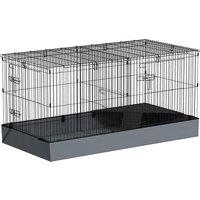 PawHut 2 in 1 Guinea Pig Cage, Rabbit Cage Pet Playpen with 2 Separate Area, Waterproof Oxford Fabric Floor for Hedgehogs