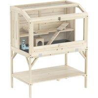PawHut 2 Tier Wooden Hamster Cage with Shelf and Openable Top