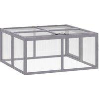 PawHut Rabbit Hutch Outdoor, Foldable Guinea Pig House with Openable Top, for 3 Bunnies, Ducks, Chickens, 110 x 105 x 50 cm