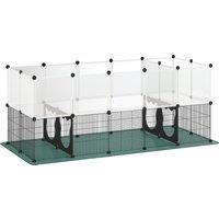 PawHut Pet Playpen with Waterproof Mat, DIY Small Animal Enclosure 34 Panels, Indoor/Outdoor Metal Pet Fence for Guinea Pigs
