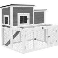 PawHut Wooden Rabbit Hutch, Indoor Outdoor Bunny Cage with Waterproof & Openable Roof, Pull Out Tray and Ramp, Guinea Pig Hutch