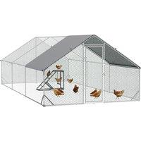 PawHut Walk-in Galvanised Steel Chicken Run with Chicken Activity Shelf and Cover, 3 x 6 x 2m Aosom UK