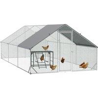 PawHut Chicken Run with Activity Shelf and Cover, Walk-In Coop for Outdoor Use, 3 x 6 x 2m Aosom UK