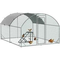 PawHut Walk In Chicken Run with Chicken Activity Shelf and Cover, 2.8 x 3.8 x 2m
