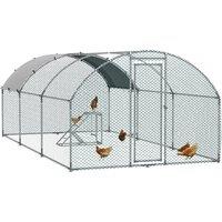 PawHut Walk In Chicken Run with Chicken Activity Shelf and Cover, 2.8 x 5.7 x 2m