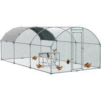 PawHut Spacious Walk-In Chicken Run, Outdoor Coop with Activity Shelf and Protective Cover, 2.8x5.7x2m, Secure Design