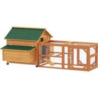 PawHut 2 Piece Wooden Chicken Coop and Run Set, Poultry Run Cage with Nesting Box, Slide-Out Tray, for 4-8 Chickens, Yellow