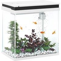 PawHut 14L Glass Fish Tank with Filter System, LED Lights, Water Pump, White