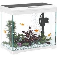PawHut 27L Glass Fish Tank with Filter System, LED Light, Water Pump, for Betta, Goldfish, Shrimps, White