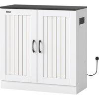 PawHut Fish Tank Stand, 20-29 Gallon Aquarium Stand with Cabinet Storage, Power Outlets and Anti-Tip Kit, White