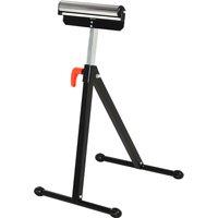 HOMCOM Folding Roller Stand, Adjustable Height Material Support Pedestal with Ball Bearing Roller, Portable Metal Construction, Black