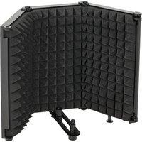 HOMCOM Studio Microphone Isolation Shield, Foldable Adjustable Recording Studio Equipment, 3-Panel High Density Absorbent Foam Shield with 3/8" Threaded Mount, Black