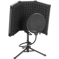 HOMCOM Studio Microphone Isolation Shield with Pop Filter and Tripod Stand, Foldable Adjustable Recording Studio Equipment, 3-Panel High Density Absorbent Foam Shield with 3/8" Threaded Mount, Black