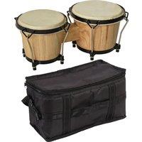 HOMCOM Wooden Bongo Drum Set w/ Sheepskin Drum Head, Percussion Instrument, Φ7.75" & Φ7" Drums, for Kids Adults, w/ Tuning Wrench Aosom UK