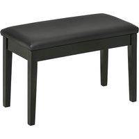 HOMCOM Traditional Piano Seat, Cushioned Keyboard Bench with Rubberwood Legs, Music Storage, Black Aosom UK