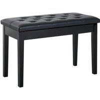HOMCOM Elegant Piano Bench with Storage, PU Leather Upholstered Dressing Table Stool, 76x36x50cm, Black Aosom UK