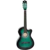 HOMCOM 38 Inch Acoustic Electric Guitar, Beginner Junior Adult Guitar Gloss Finish with Carrying Case - Dark Green