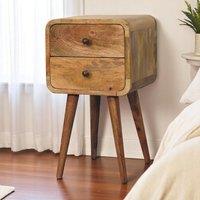 100% Solid Mango Wood Bedside Table with 2 Smooth-Gliding Drawers, Hand-Finished Desk with Nordic Legs, 30L x 30W x 55H cm, Brown Aosom UK