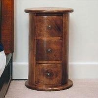 Solid Wood Mini Drum Chest with 3 Smooth-Gliding Drawers, Handcrafted Bedside Table with Stain-Based Finish, 32L x 32W x 50H cm, Brown Aosom UK