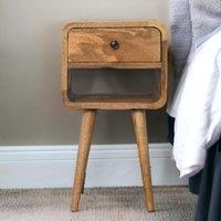 Solid Mango Wood Mini Bedside Table with Spacious Drawer and Open Slot, Hand-finished Desk with Unique Grain, 30L x 30W x 55H cm, Brown Aosom UK