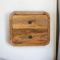 Solid Mango Wood Floating Bedside Table with 2 Smooth-Gliding Drawers, Desk with Sustainable Materials, 25L x 30W x 25H cm, Brown Aosom UK