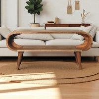 Solid Mango Wood Amaya Nordic Coffee Table with Open Slot, Handcrafted Tea Table with Clear Natural Finish, 35L x 90W x 40H cm, Brown Aosom UK