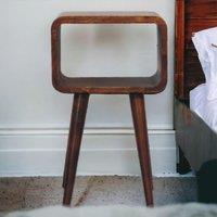 Narrow Nightstand, Open Shelf with Open Shelf and Stain-Based Finish, Wooden Bedside Table for Bedroom, Brown Aosom UK