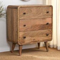 Mini Wood Chest with 3-Drawers, Sideboard with Natural Finish, Handcrafted for Living Room Storage, Brown Aosom UK