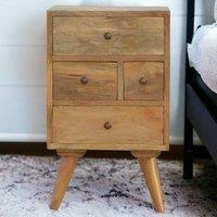 Solid Wood Wall-Mounted Rounded Bedside Table with Drawer, Nordic-Inspired Minimalist Design, Desk for Bedroom, 30L x 36W x 60H cm, Brown Aosom UK