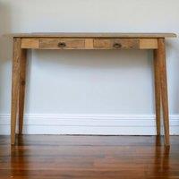 Solid Mango Wood Nordic Writing Desk with 2 Smooth‑Gliding Drawers, Oak‑effect Finish, Table for Living Room, 45L x 120W x 78H cm, Brown Aosom UK