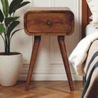 Wooden Mini Nightstand, Handcrafted Table with Drawer, Clear Natural Finish, 30L x 30W x 49H cm, Brown Aosom UK