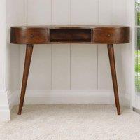 Wood Console Table with 2 Drawers & Open Slot, Durable Construction, Window Side Writing Table for Living Room & Bedroom, Brown Aosom UK