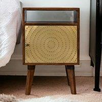 Solid Mango Wood Bedside Table with Open Slot and Storage, Handcrafted Sustainable Desk with Nordic Legs, 35L x 40W x 60H cm, Brown Aosom UK