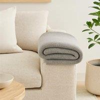 Hand-Knitted Double Knit Throw with Soft Breathable Natural Cotton, Knitted Blanket with Secure Packaging, 15L x 26W x 15H cm, Grey Aosom UK