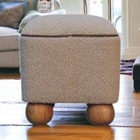 Solid Mango Wood Footstool with High-resilience Cushioning and Drawer, Upholstered Top Seat with Ball Feet, 38L x 38W x 40H cm, Brown Aosom UK