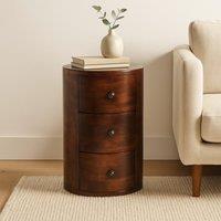 100% Solid Mango Wood Drum Chest with 3 Drawers, Sustainable and Durable Table with Handcrafted Stain Finish, 30L x 30W x 57H cm, Brown Aosom UK