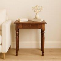 Solid Mango Wood Writing Desk with Hand-finished Grain and Drawer, Bedside Cabinet for Neat Storage, 35L x 60W x 78H cm, Dark Brown Aosom UK