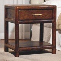 Solid Mango Wood Regency Nightstand with Drawer and Open Shelf, Hand‑finished Eco-Friendly Table for Living Room, 35L x 45W x 50H cm, Brown Aosom UK