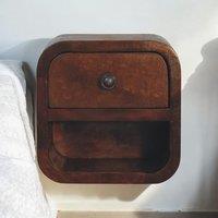 Solid Mango Wood Extra-Mini Curved Bedside Table with Open Shelf, Bedside Cabinet with Robust Steel Frame, 17L x 20W x 20H cm, Brown Aosom UK