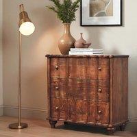Solid Bedside Cabinet with 3 Drawers, Mango Wood Chest of Drawers with Turned Legs for Bedroom Display, Brown Aosom UK