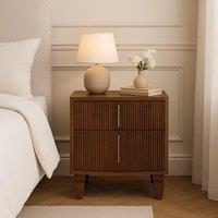 Solid Wood Harper Bedside Table with Eco-Conscious Durable Build, Bedside Cabinet with 2 Smooth-Gliding Drawers, 40L x 42W x 55H cm, Brown Aosom UK