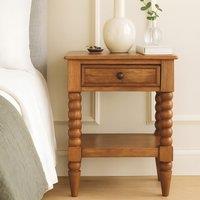 Solid Wood Spindle Bedside Table with Durable Construction, Console Table with Drawer and Shelf Storage, 35L x 45W x 60H cm, Brown Aosom UK