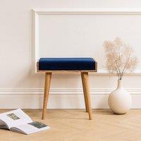 Solid Mango Wood Velvet Tray Footstool with Plush Velvet, Upholstered Footstool with High‑resilience Cushioning, 35L x 50W x 52H cm, Brown Aosom UK