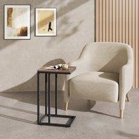 WLIVE C-Shaped Side Table, Built with Solid Metal Frame and Open Storage Design, Slim Structure Perfect for Small Spaces, Ideal for Living Room and Bedroom, Brown