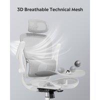 DEVAISE Ergonomic High Back Chair, Breathable Mesh Office Chair Featuring Dynamic Lumbar Support, Adjustable Headrest, 3D Armrests and 360 Swivel Function for Home Office, Grey