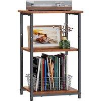 WLIVE 3-Tier Side Table, Built with Robust Steel Frame and Adjustable Feet, Top Shelf Comes with 19kg Load Bearing, Suitable for Living Room, Bedroom and Office, Rustic Brown