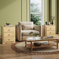 WLIVE 3-Drawer Wooden Bedside Table with Charging Station, USB Ports & Plug Sockets, Nightstand with Storage for Bedroom, Living Room, Office (2, Oak)