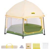 Pop-Up Baby Playpen with Removable Canopy, Portable Six-Sided Play Yard with Breathable Mesh for Outdoor, 150L x 150W x 105H cm, Green Aosom UK
