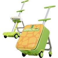 Fun Ride-On Kids Suitcase with 3-in-1 Stroller Function, Lightweight Trolley Cabin Luggage with One-Button Brake, 39L x 28.5W x 57H cm, Green Aosom UK