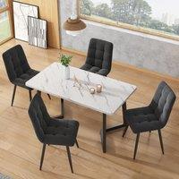 Upholstered Velvet Dining Chairs Set of 4 with Metal Frame, Ergonomic Design, Kitchen Chairs for Dining Room Table, 44x41x86 cm, Gray Aosom.UK